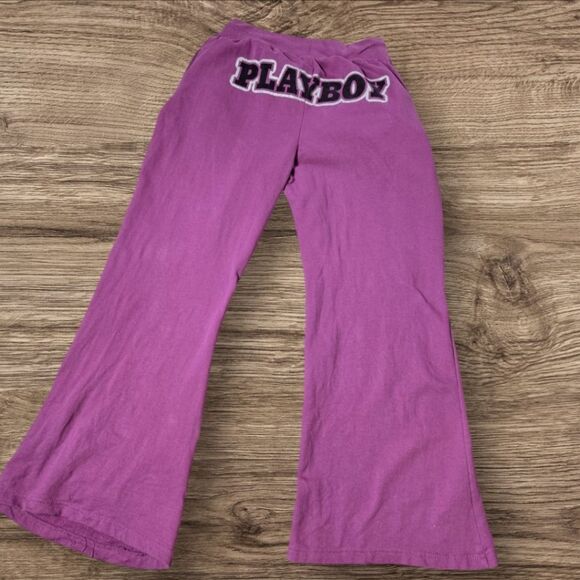 Playboy Purple Bunny Logo Wide Leg Sweatpants - Picture 3 of 5